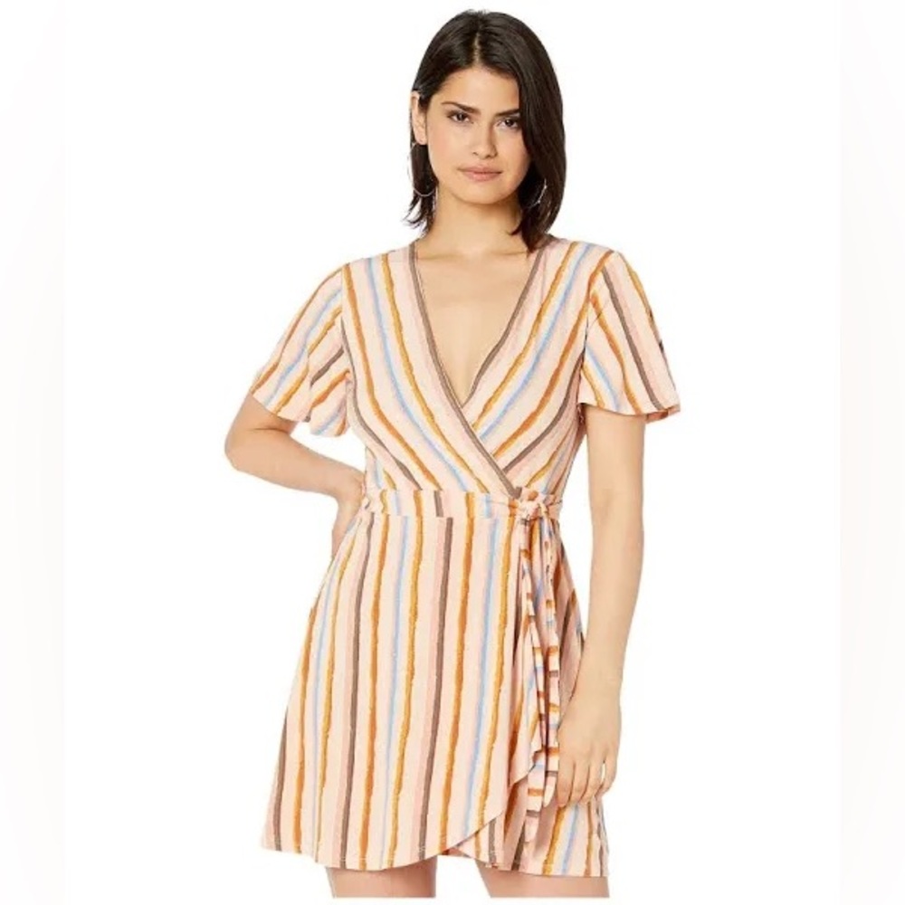 BCBGeneration Multicolor Striped Mini Wrap Dress